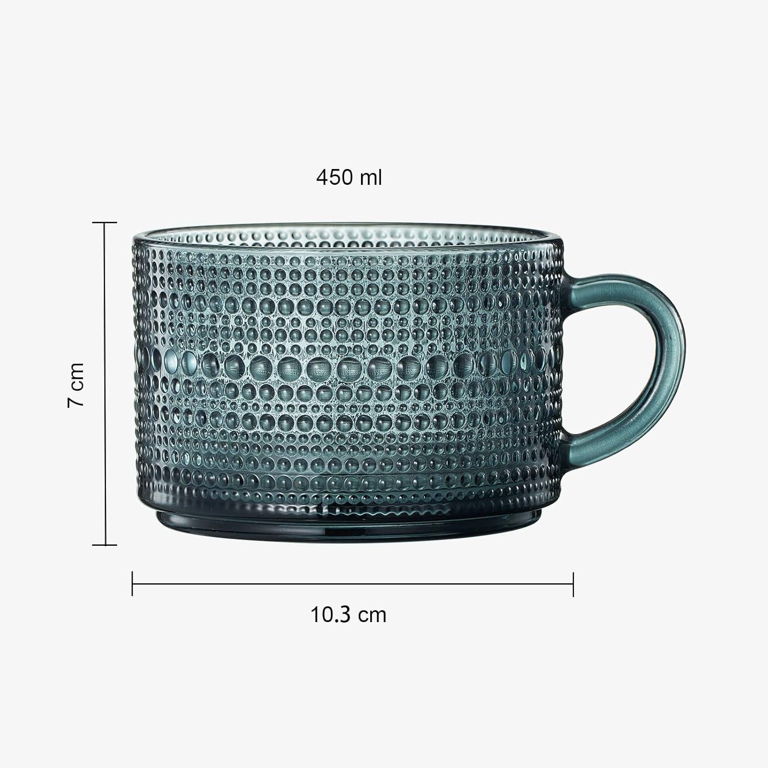 Vintage Hobnail Glass Coffee Mugs Set With Handles