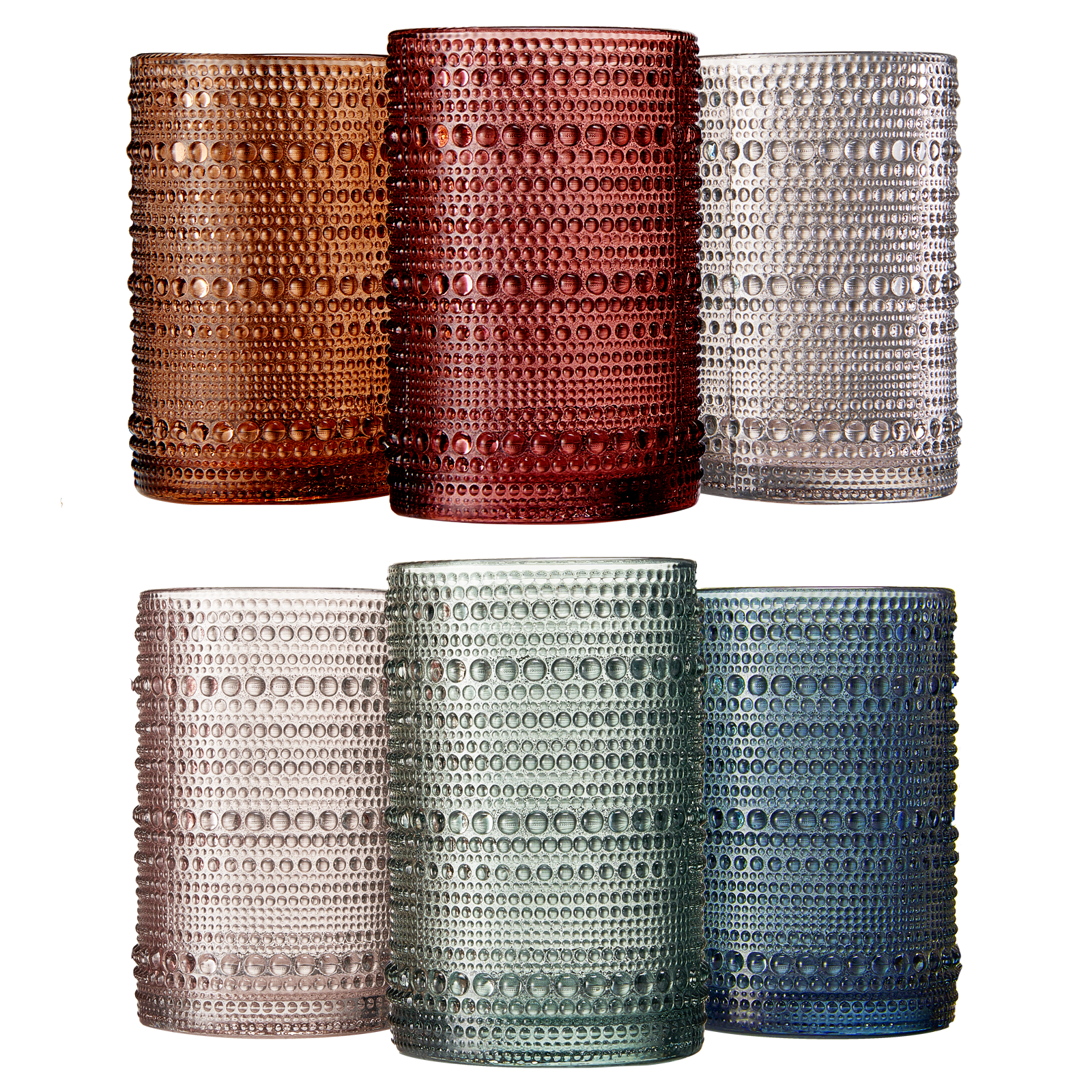 Beaded Hobnail Highball Drinking Glasses