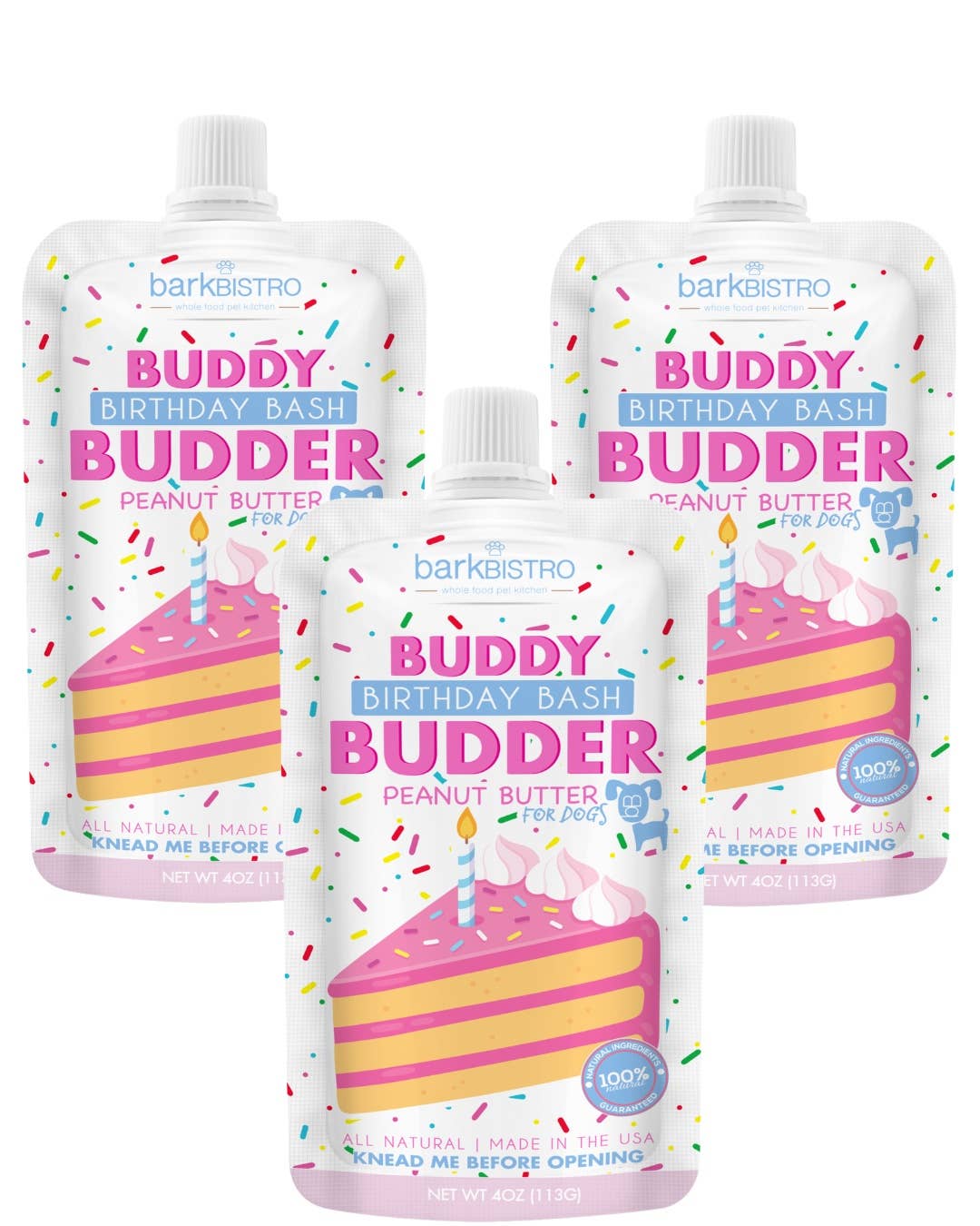 Dog Peanut Butter - 4oz Squeeze Packs Birthday Bash Budder