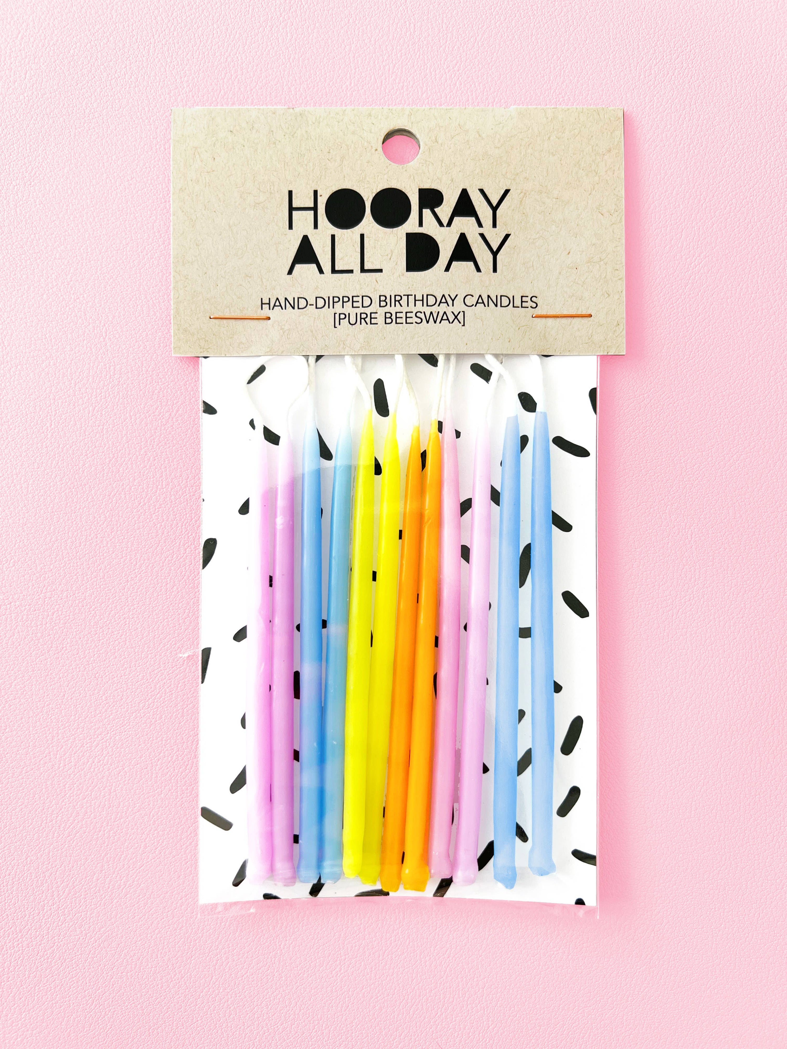 Colorful Hand-Dipped Beeswax Birthday Candles