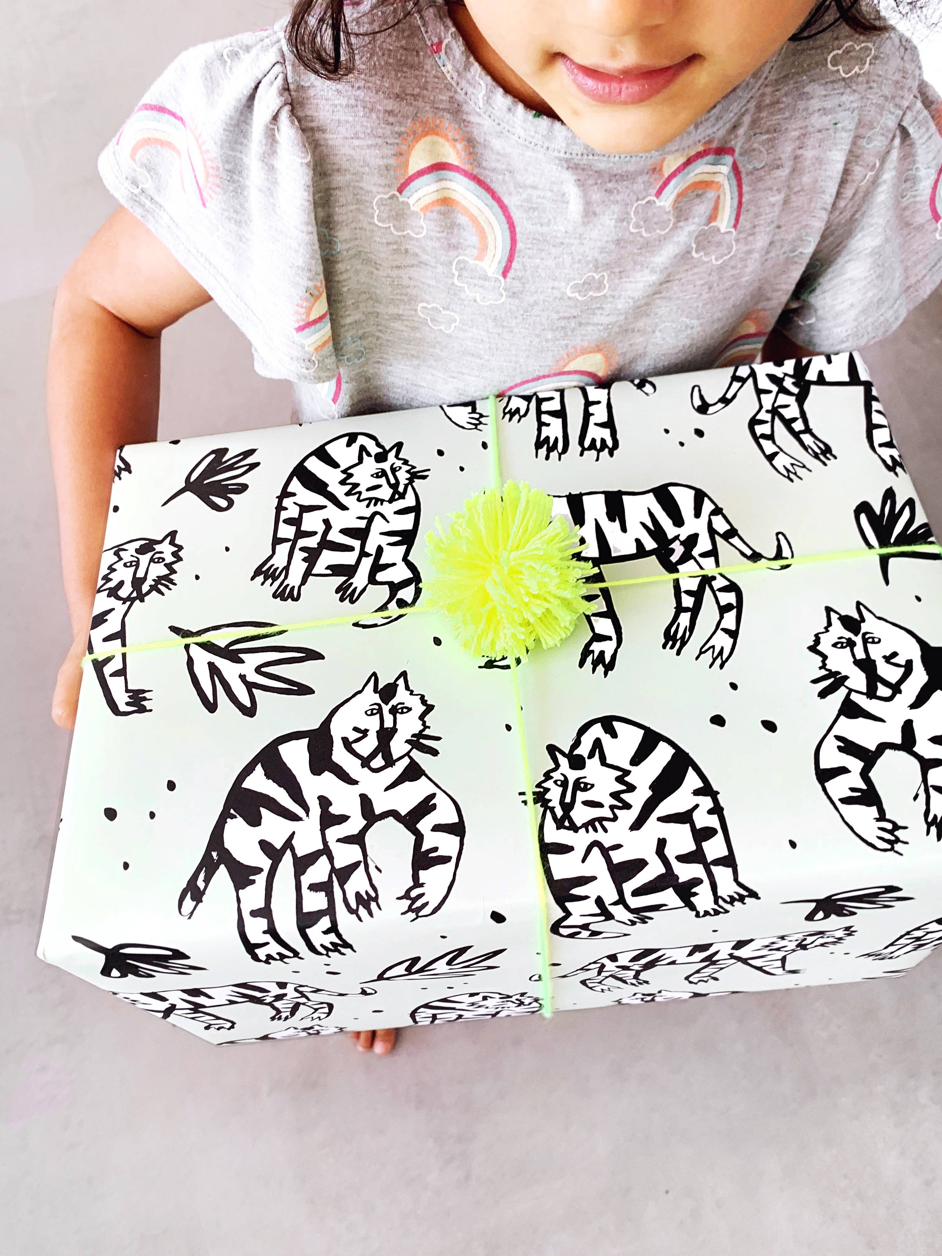 Wild Cats - Mint - Tiger Wrapping Paper / Gift Wrap Sheet