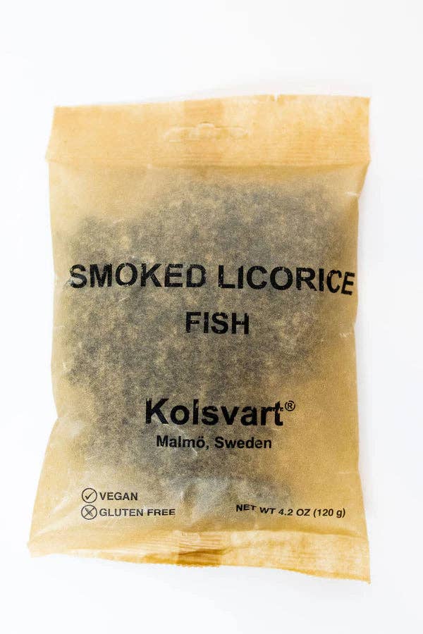 Kolsvart Smoked Licorice Swedish Fish 4.2oz Bag