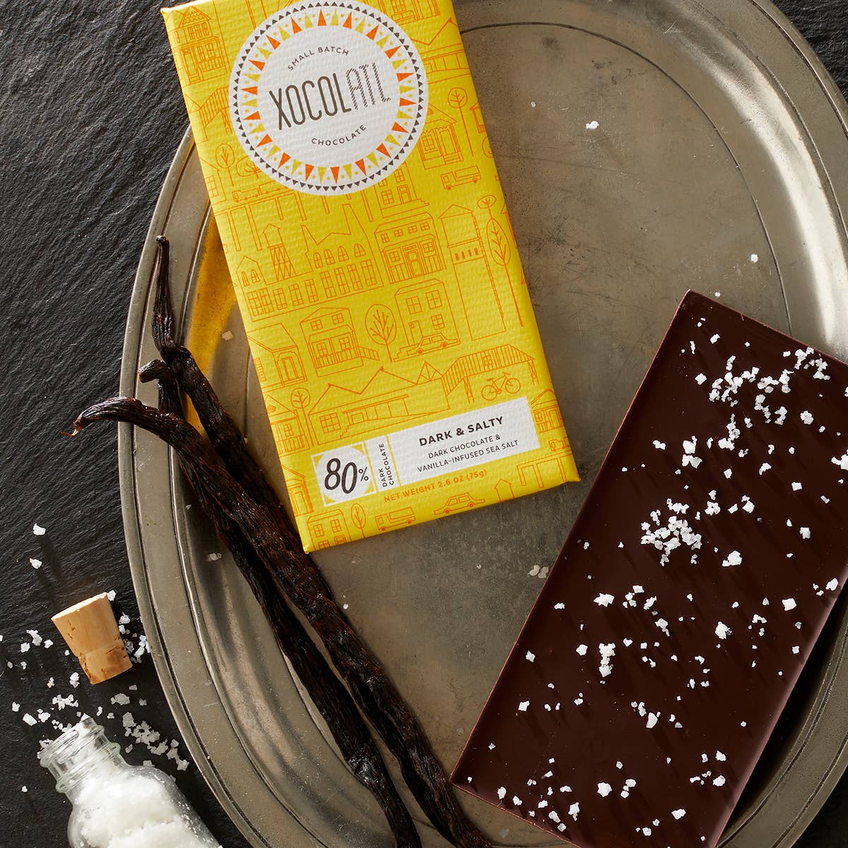 Dark & Salty: 80% dark chocolate with vanilla sea salt