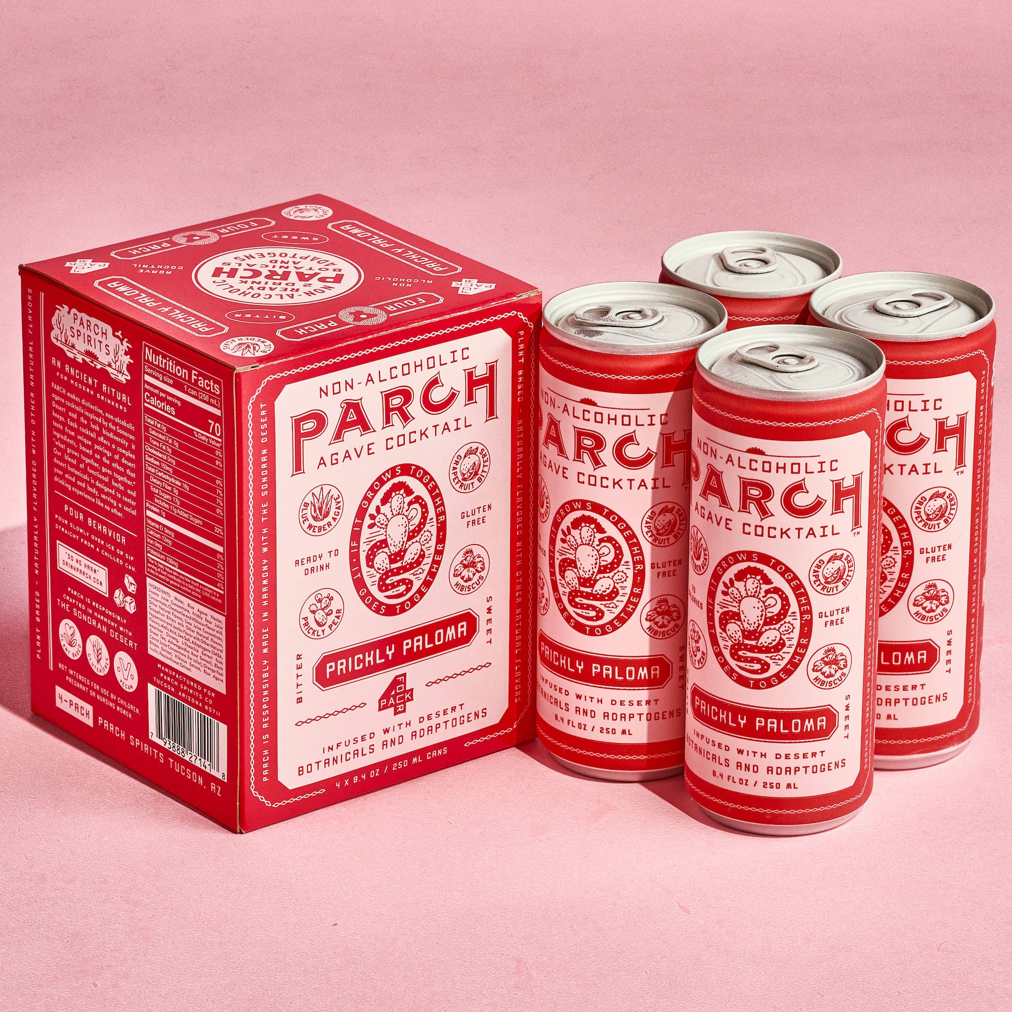 PARCH Prickly Paloma Non-Alc Agave Cocktail - 4 Pack