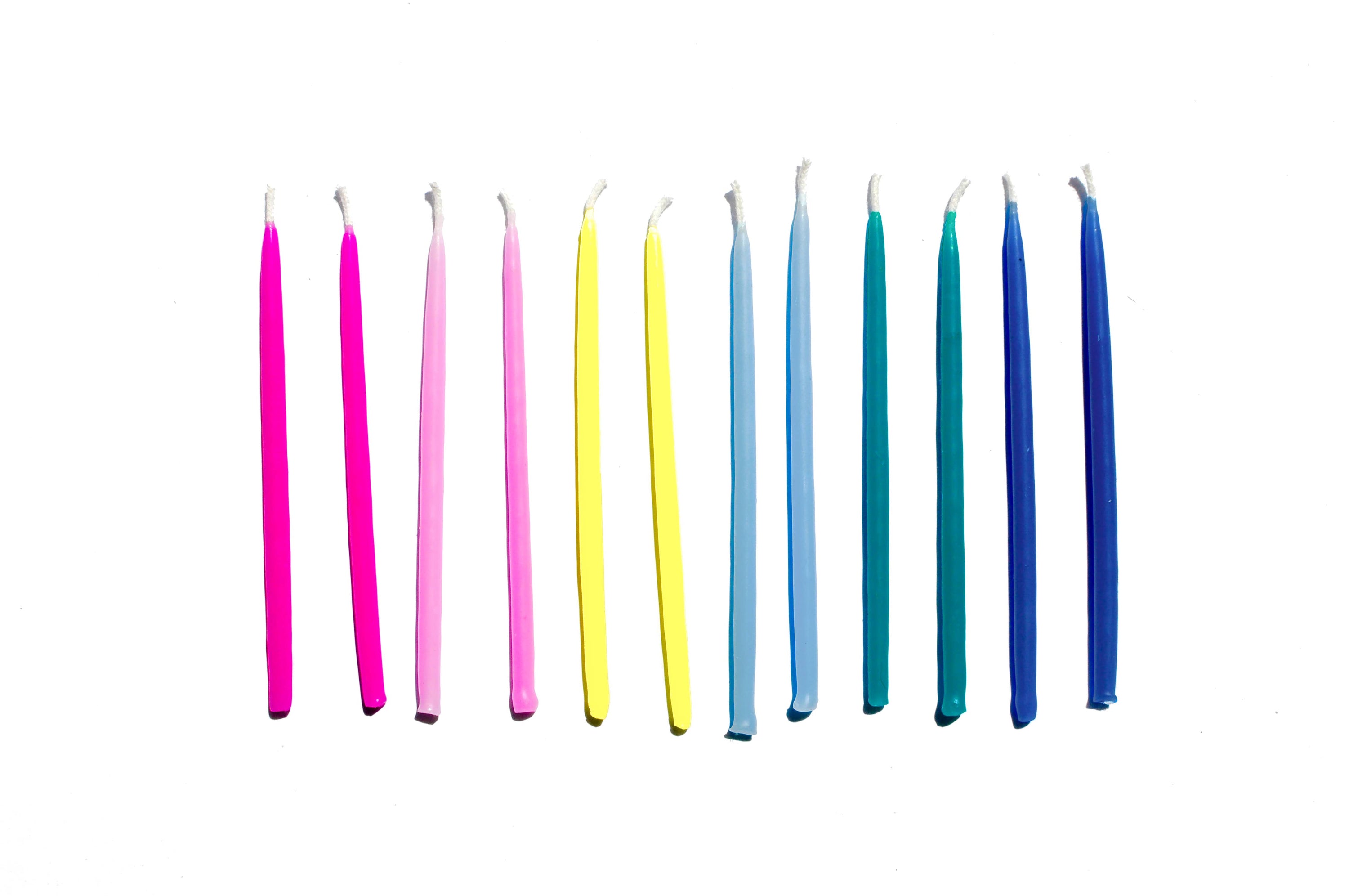 Colorful Hand-Dipped Beeswax Birthday Candles