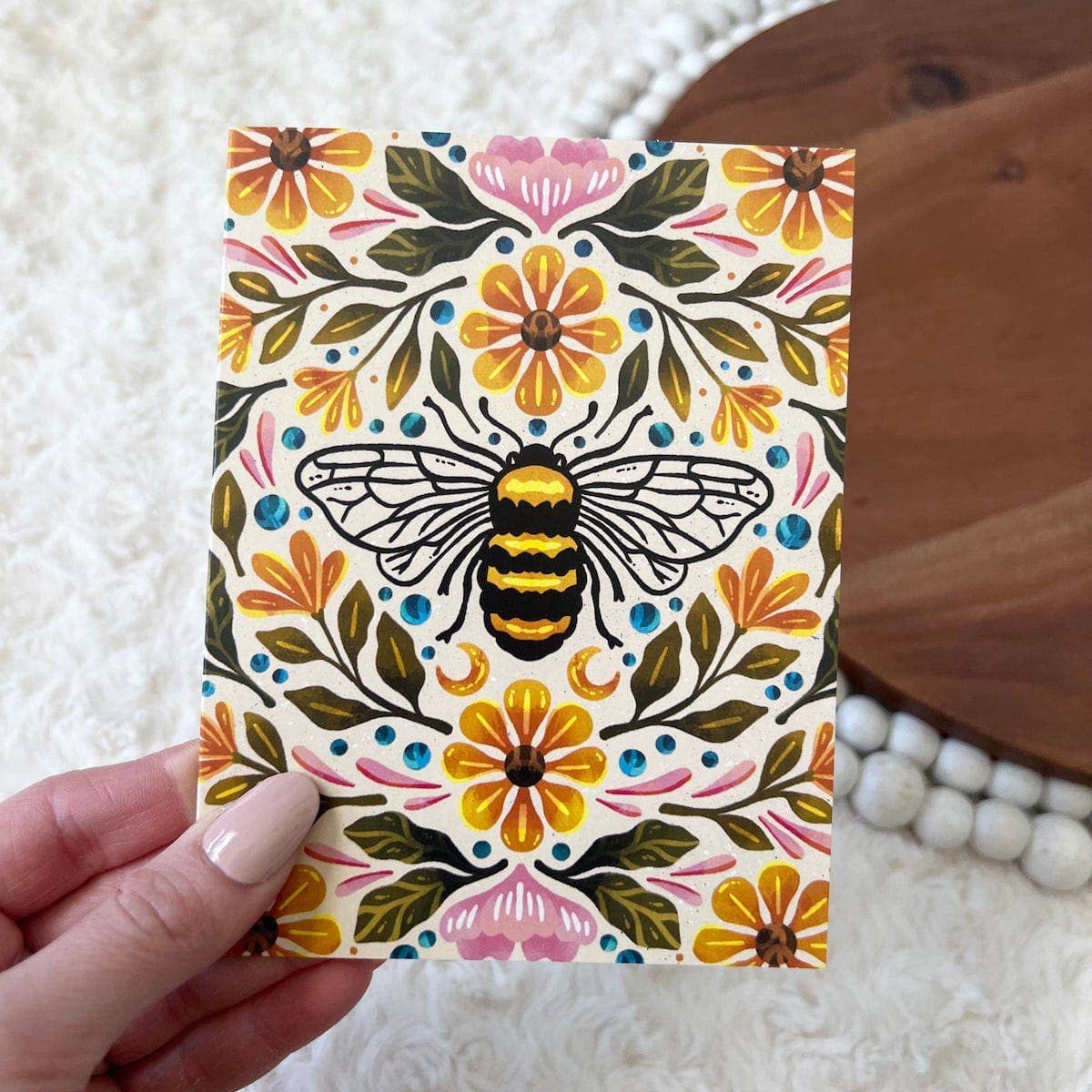 Bee & Floral Greeting Card