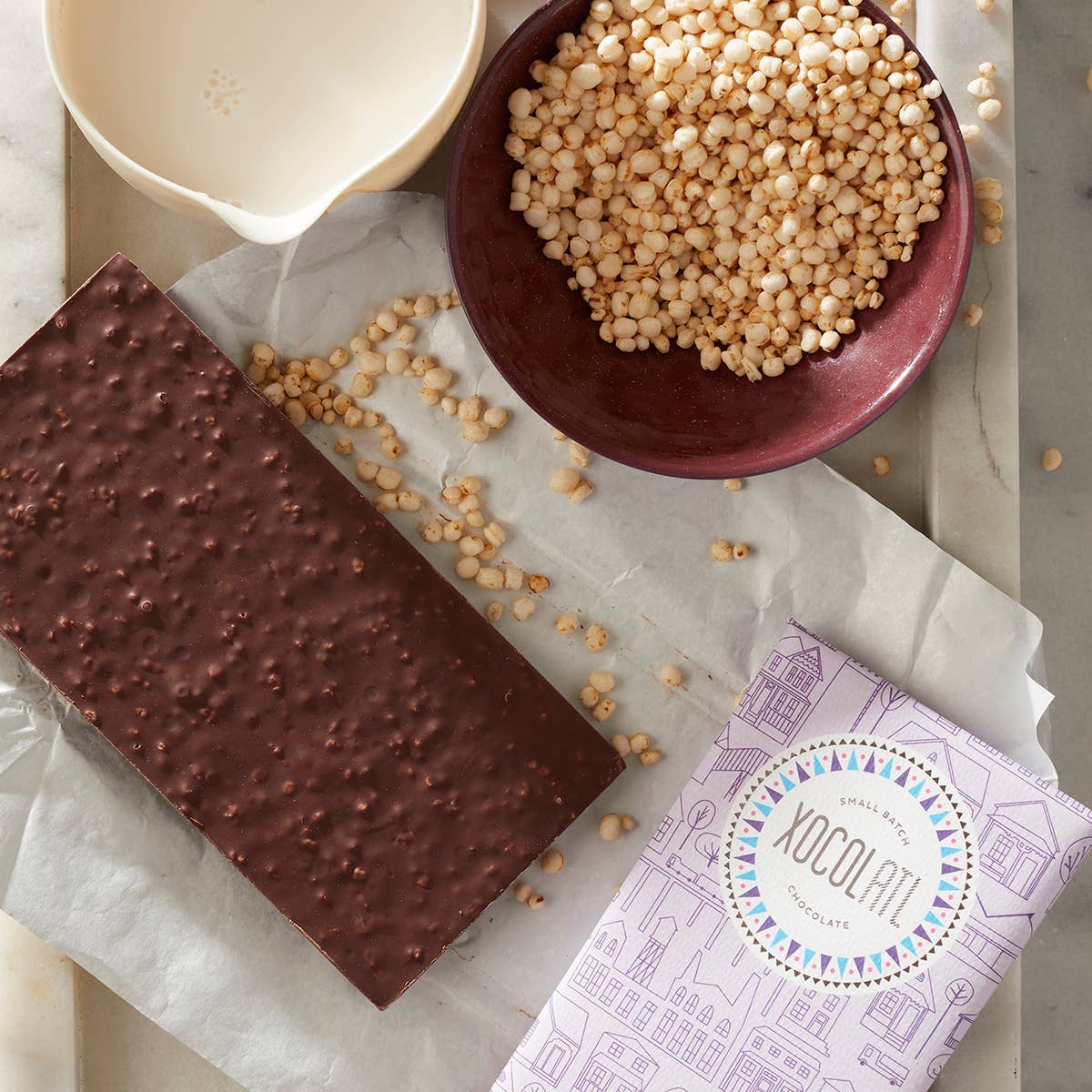 Crackle & Crunch: almond milk chocolate with puffed quinoa