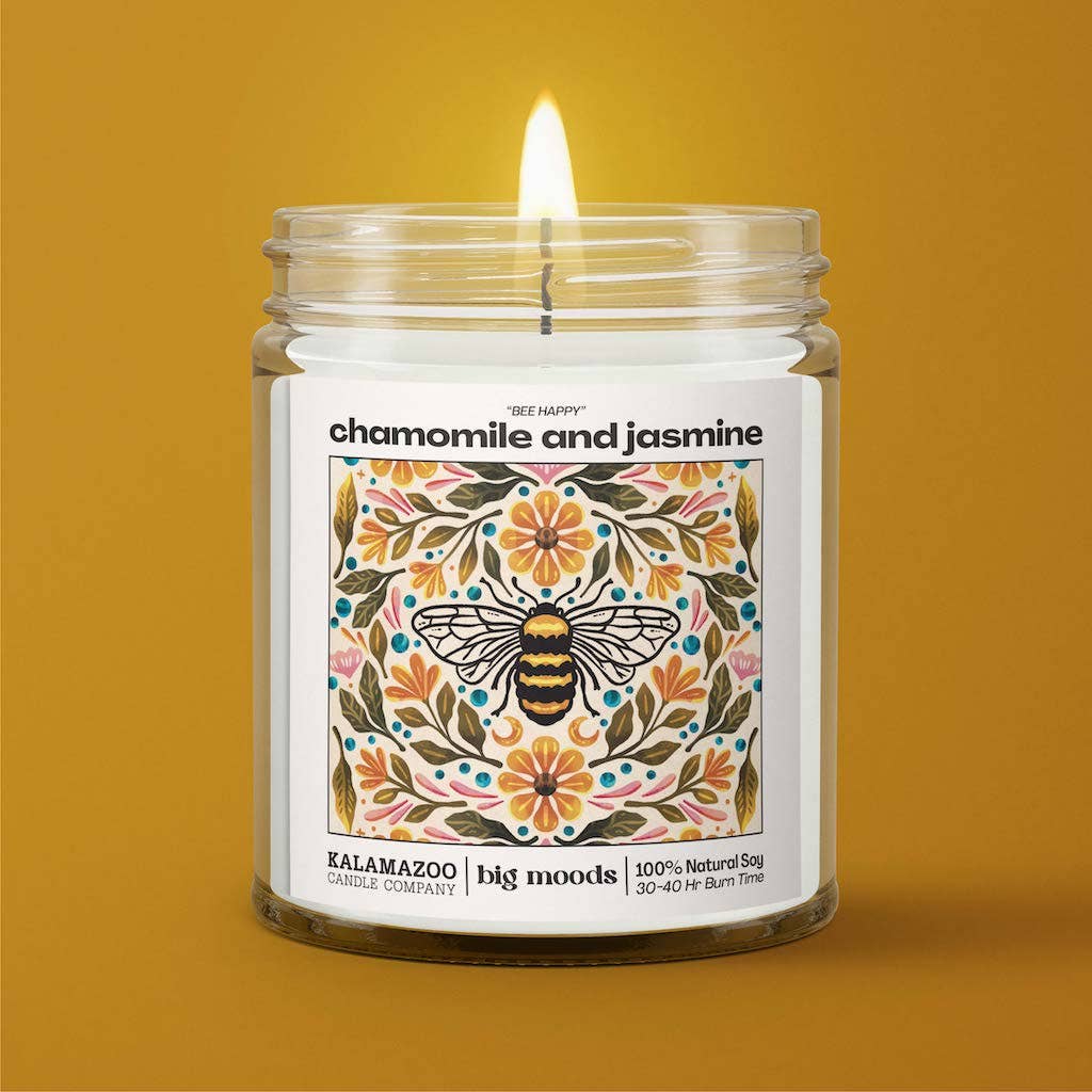 "Bee Happy" Chamomile and Jasmine -  Luxury Soy Candle